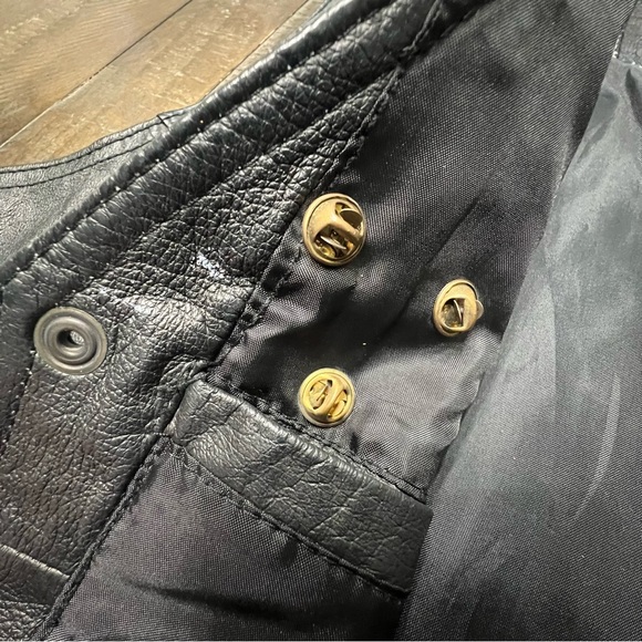 Hot Leather Black Vest with Embroidered Patches and Pins - Picture 15 of 16
